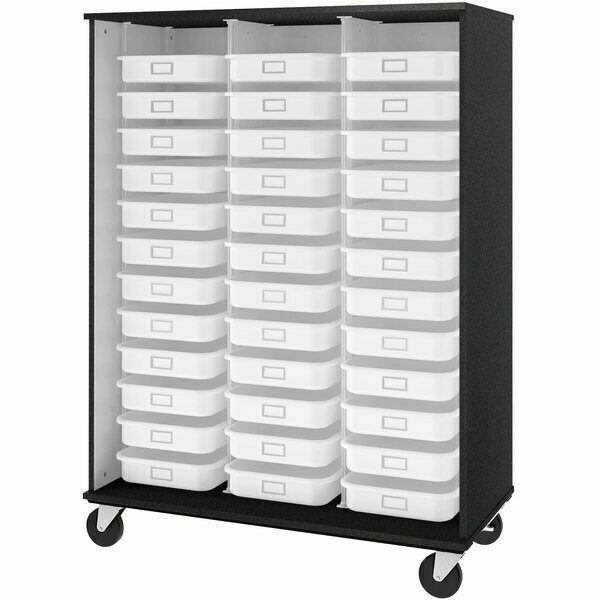 I.D. Systems 67'' Tall Graphite Nebula Mobile Open Storage Cabinet with 36 3 1/2'' Trays 80274Z67057 538274Z67057